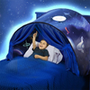Spaceship Theme Unisex Dream Bed Tent for Kids Boys and Girls, Children's Bed Reading Privacy Canopy w/ Storage Bag