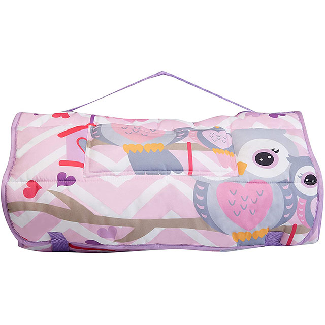 Pink Sweet Owls Sleeping Bag Magic Dreams, Carry Handle with Straps Closure, Travel Sleeping Bag For Ages 3-6 Years