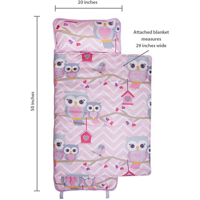 Pink Sweet Owls Sleeping Bag Magic Dreams, Carry Handle with Straps Closure, Travel Sleeping Bag For Ages 3-6 Years