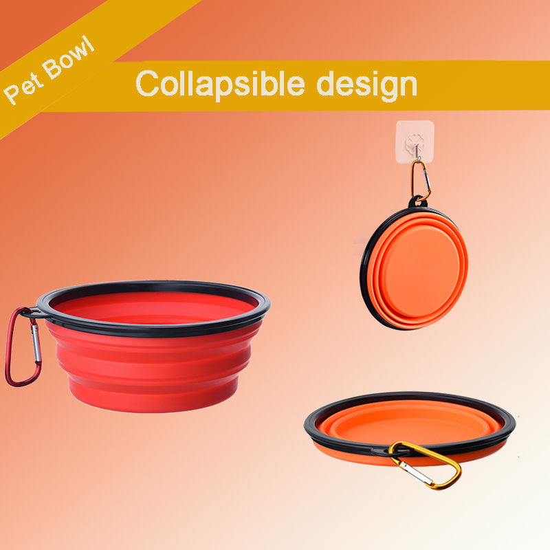 Wholesale Collapsible Dog Bowl Portable Foldable Travel Water Bowl Food Dishes with Carabiner Clip
