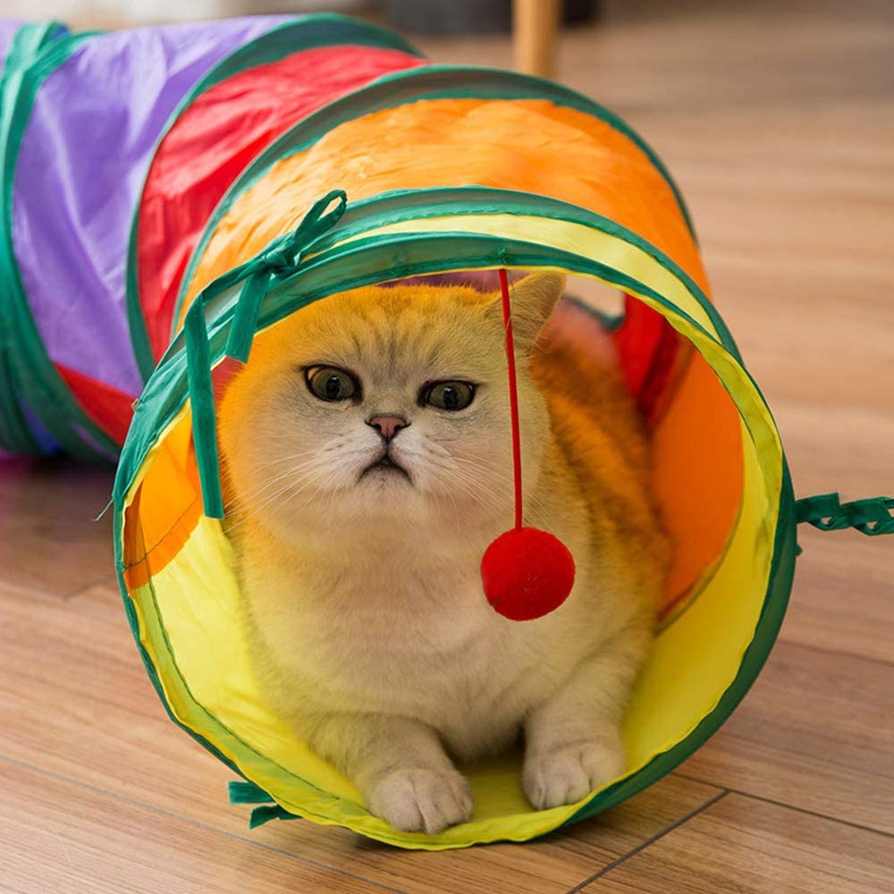 Extensible Collapsible Portable S Shape Pet Cat Play Tunnel With Hole