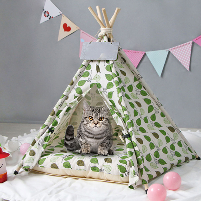 Green leaf pattern Pet Tent for Dogs Puppy, Easy Set Up Portable Play House For Cat Kitten