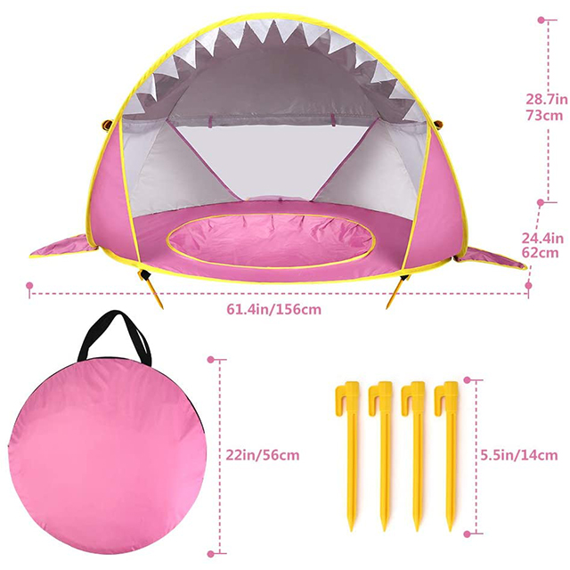 Pink Shark Baby Beach Tent Pop up Beach Toys Outdoor Camping Sunshade Foldable Tents For Kids