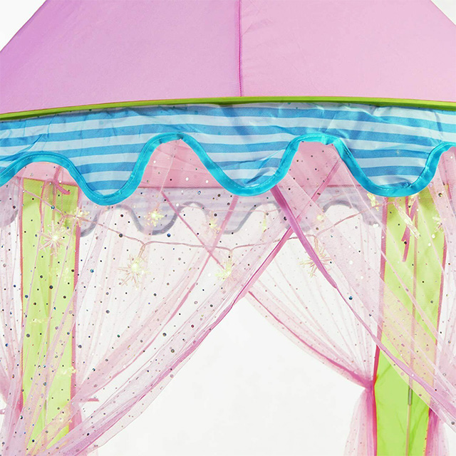 Pink Kids children Girl's Princess Castle pop up Tent playhouse with Led fairy lights