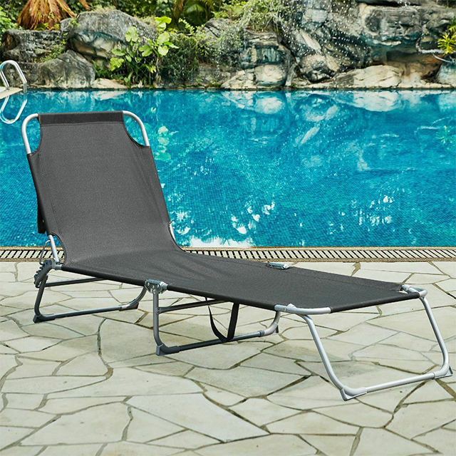 Garden Reclining Beach Lounger Sun Lounger Folding Chair Bed Rocker Recliner Beach Camping