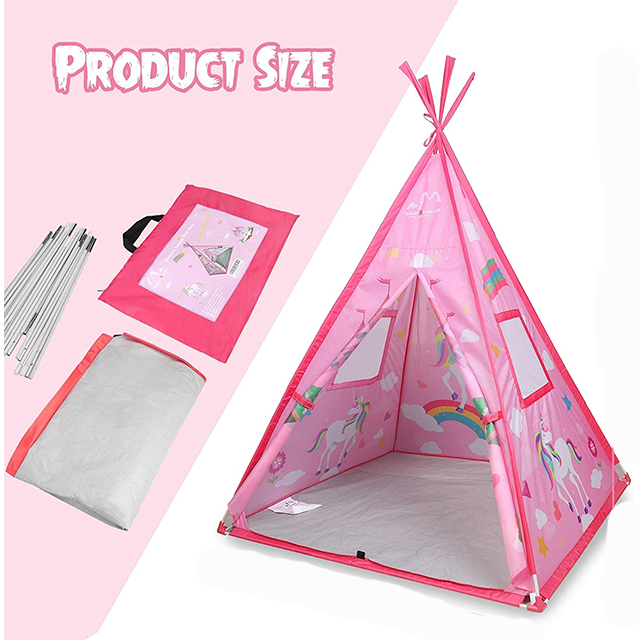 Pink unicorn large kids teepee tent for toddler dog baby boy adult ,durable foldable kids game playhouse for indoor outdoor