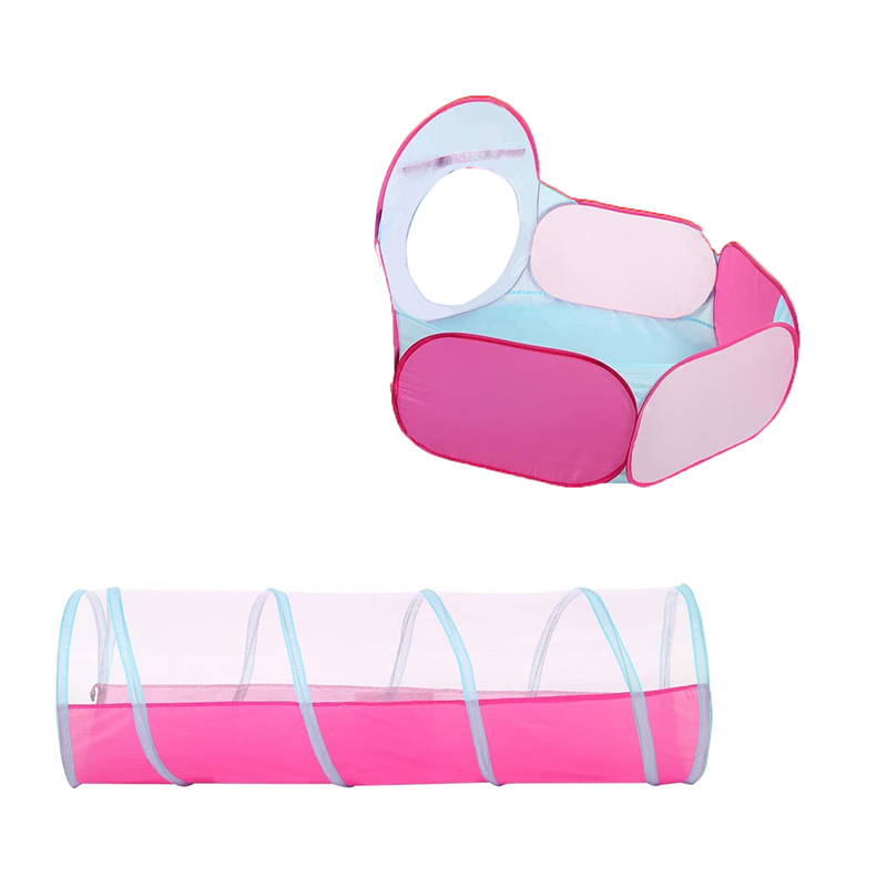 3 in 1 Pink Kids Foldable Indoor Pop Up Play Tent 3pc Combo Set Castle Play House Child Toy Tents