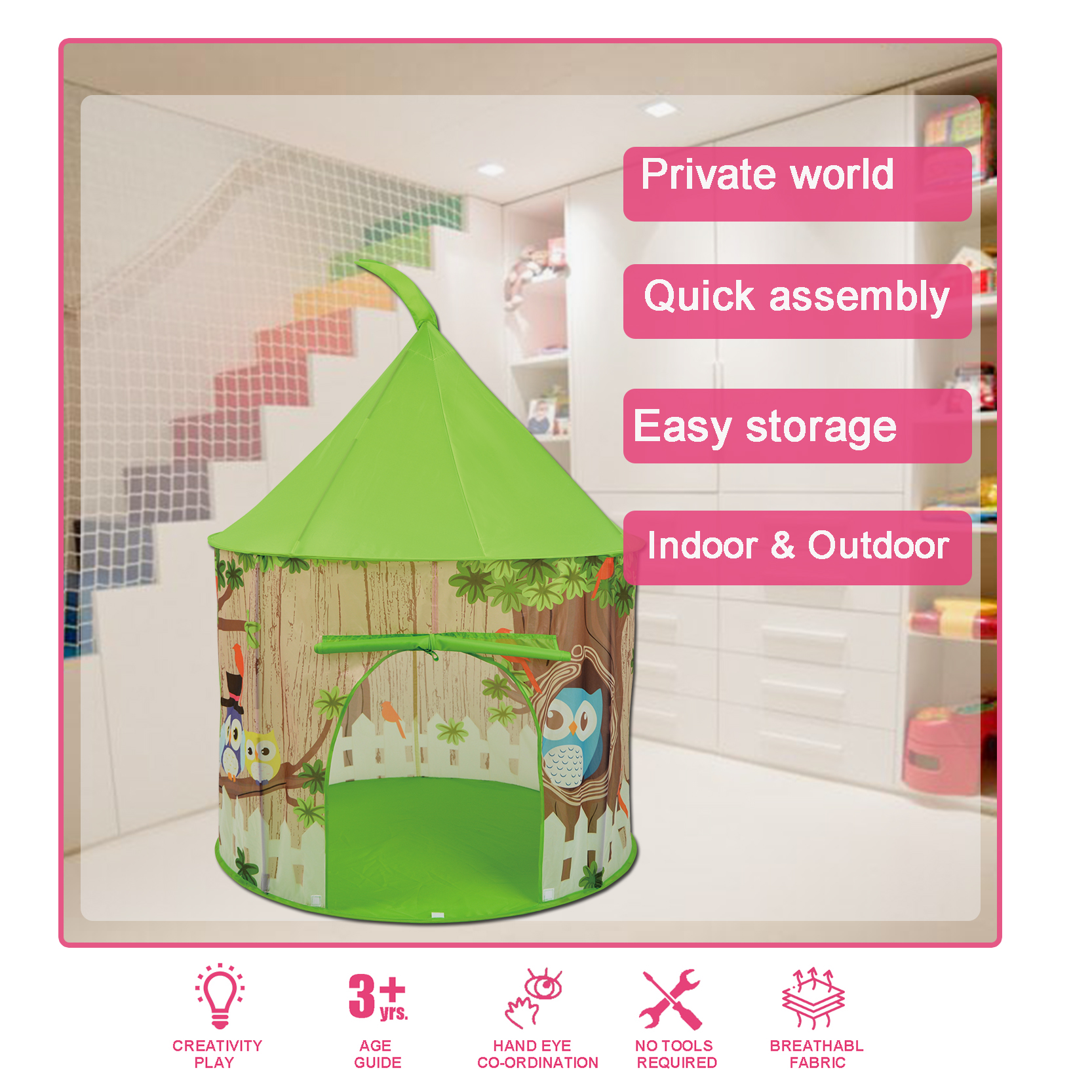 owl kids castle tent
