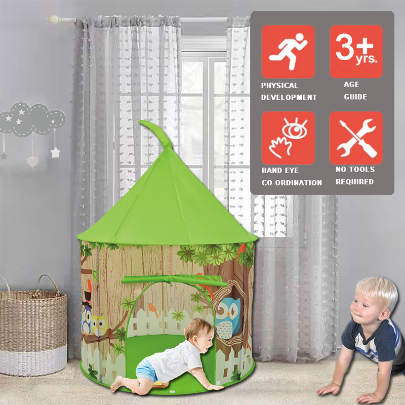 Owl Kids Castle Tent With Portable Carry Bag Use Home Yard Easy Assemble