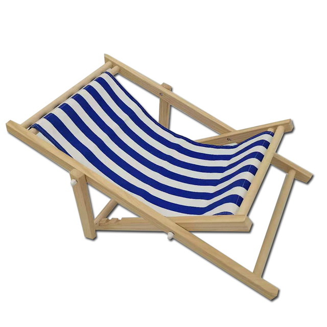 Stripe Canvas Cover Wooden Frame Easy Folding Kids Beach Chair 