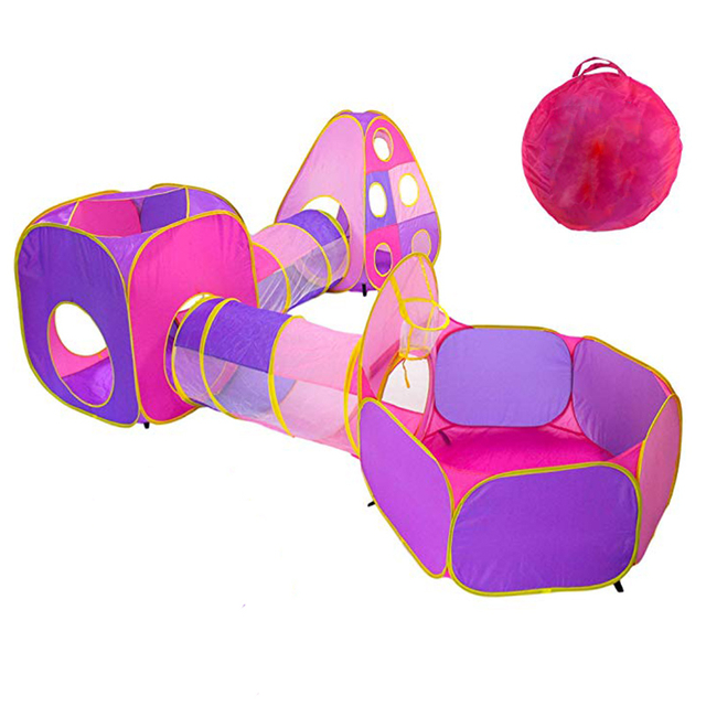 Kids Playhouse Popup Tents withTunnels ball pit and Basketball Hoop Large Play Tent For Boys Grils Use Outdoor