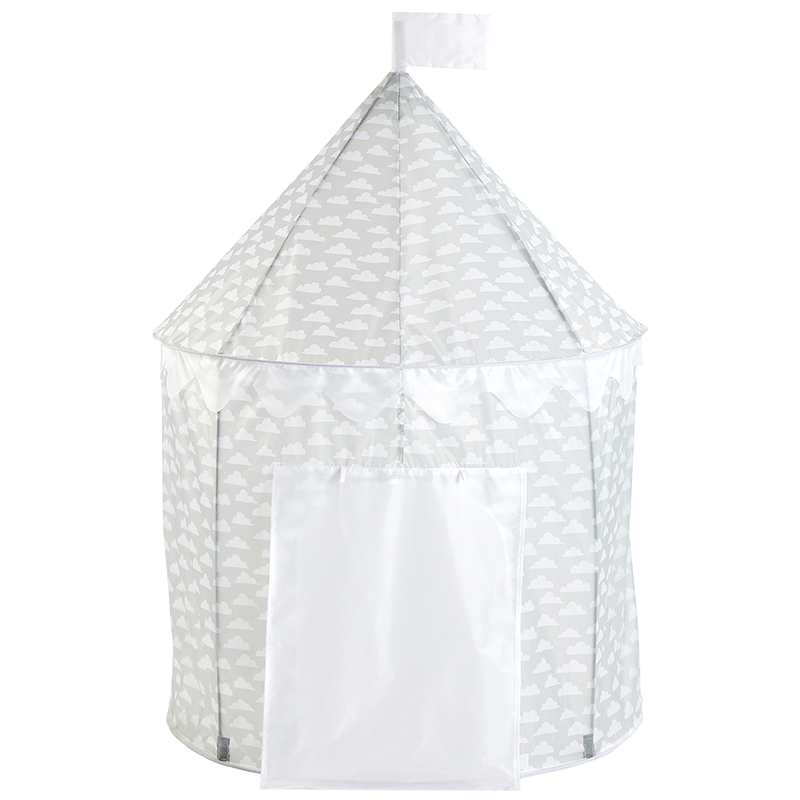 Gray Color With Cloudy Pattern Kids Castle Play Tent Easy Assemble Foldable Play House Use For Home Yard 