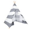 XP-TP061 Grey stripe foldable wooden pole kids teepee tent playhouse cotton canvas with window carry bag, Wigwam Indoor Outdoor