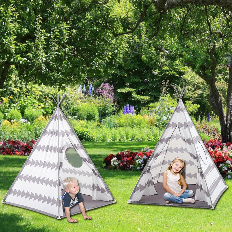 Sweet Grey Teepee Tent With Round Mesh Window