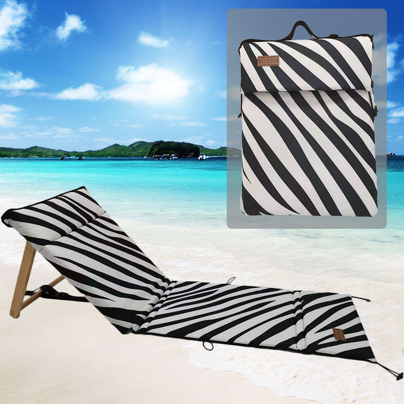New Design Zebra-stripe Portable Folding Beach Mat Chair Adjustable Beach Lounger Chair