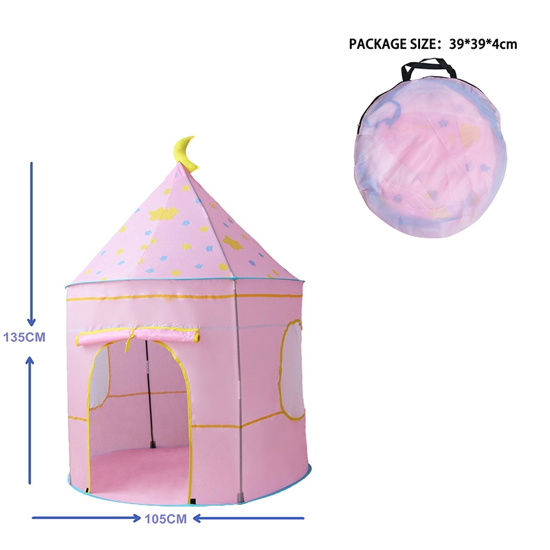 Sweet Pink Kids Girls Castle Tent Play House With Star Moon Design