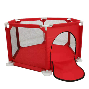Red Portable Large Hexagonal Playpen with Gate Ball Pit Fence,Safety Pit Pool Fence For Babies Toddler Infants