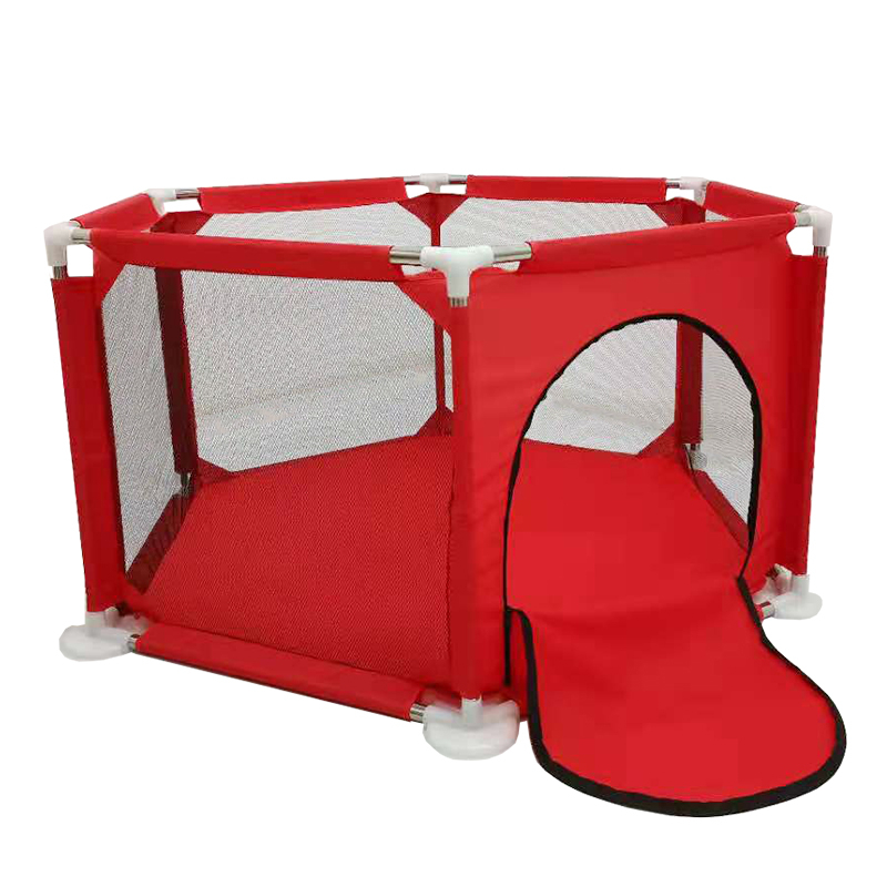 Red Portable Large Hexagonal Playpen with Gate Ball Pit Fence,Safety Pit Pool Fence For Babies Toddler Infants