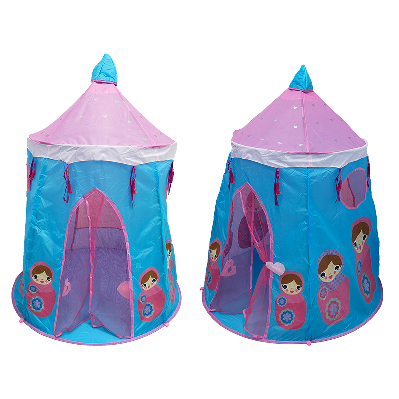 Blue princess castle play tents with mesh door and window