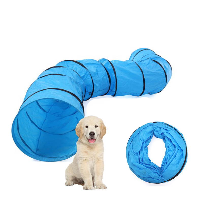Blue Collapsible Extra-long Pet Dog Training Tunnel with Carry Bag Pet Play Tent