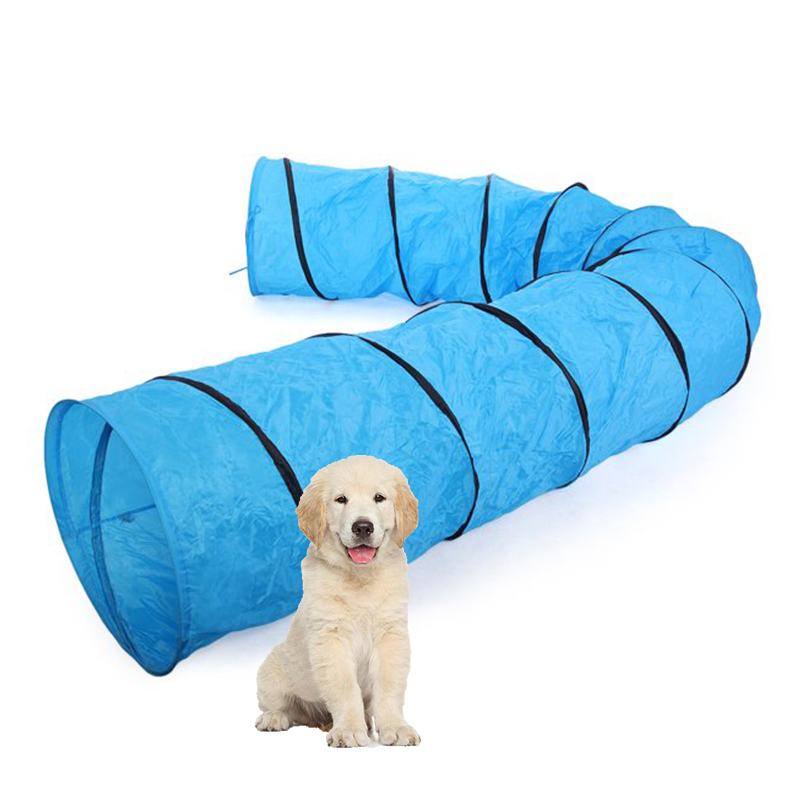 Blue Collapsible Extra-long Pet Dog Training Tunnel with Carry Bag Pet Play Tent