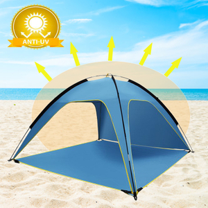 Double Pole Large Outdoor Beach Tent Sun Shelter Sunshade Pop up Tent Triangle Tent Shelter 3-4 persons Sun Protection