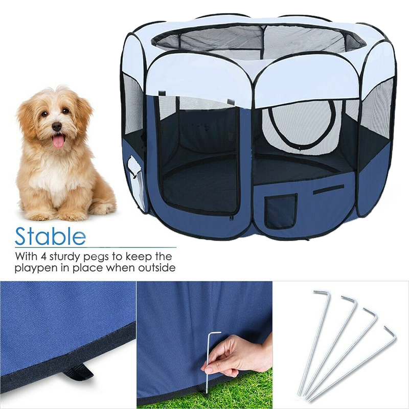 Cat Dog Pet Playpen with Tunnel Foldable Portable Easy Set Up Pop Up Style Indoor Outdoor Use