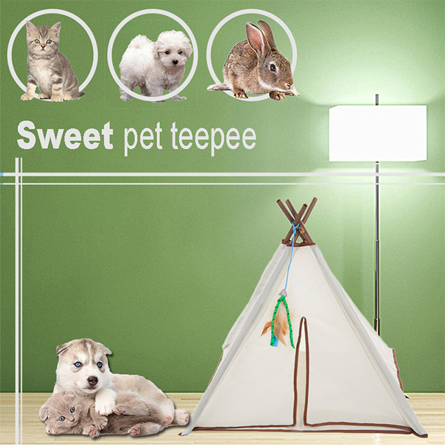 New Design 4 PVC Poles Polyester Material Pet Teepee Tent , Kitty Camp TeePee Cat Toy