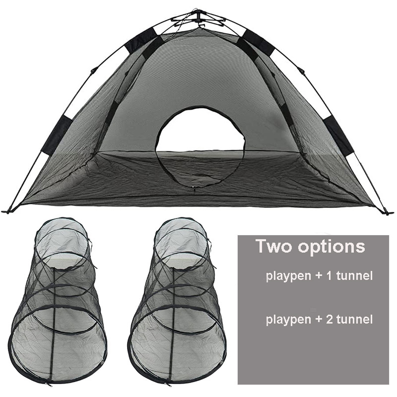 Outdoor Mesh cloth portable pet playpen Outside Cat Enclosure with tent tunnel, playhouse for cat small animals
