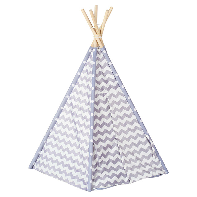 Factory Wholesale Grey Chevron Pets Teepee Bed For Cat/Kitten/Dog/Puppy Tipi Play Tent House