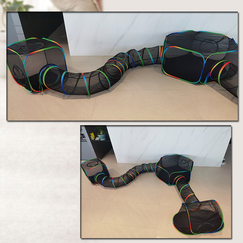 Set of 5 Outdoor Rainbow Cat Enclosures Pet Playground Kitty Small Animals Rabbit Guinea Pig Playpen Square Olive Tent with Tunnel