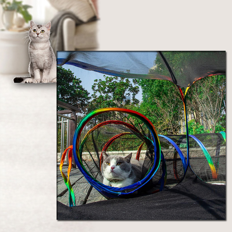 Pop Up Outdoor Pet Playpen With Tunnel Portable Cat Playhousei For Cat And Small Animal