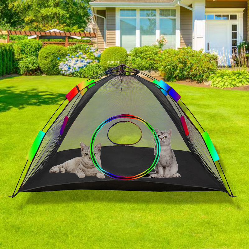 Pop Up Outdoor Pet Playpen With Tunnel Portable Cat Playhousei For Cat And Small Animal