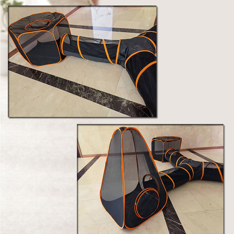 4 in 1 Compound Pet Playpens - 3 Tents & 1 Triangle Tunnel,Portable Pop Up Folding Enclosure Play Houses,for Cat,Kitty,Dog,Puppy,Rabbit