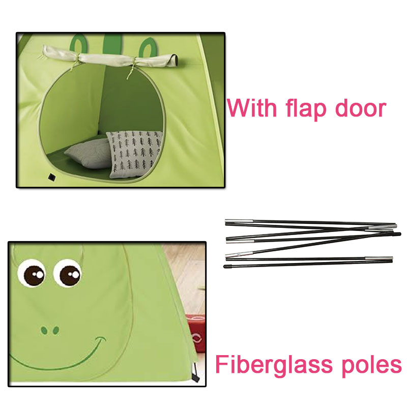 Green frog shape easy set up kids dome tent,Breathe freely automatic camping tent, kids play game tent