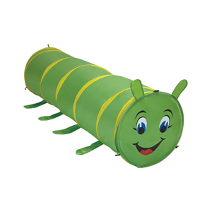 Green worm shape pop up play tunnel tent