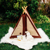 Brown Cotton Canvas Cover, Wooden Pole, Kids Teepee Tent, With two window, Playhouse For Childs
