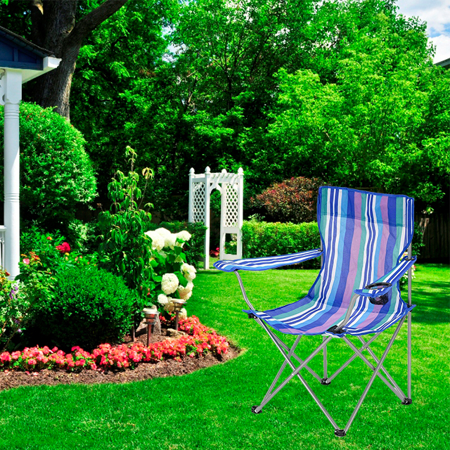 Striped Camping Chair Kids Children Folding Fishing Hiking Picnic Garden Beach Seating