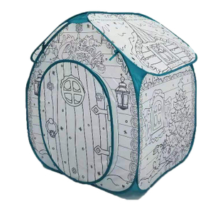 Forest Theme Portable Pop Up House Tent,DIY Colored With Six Washable Color Pens ,Reusable For Indoor Outdoor