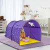 Pop Up Portable Frame Purple Grow in The Dark Stars Bed Canopy Dream Kids Play Tents Privacy Playhouse Space For Boys Girls Toddlers