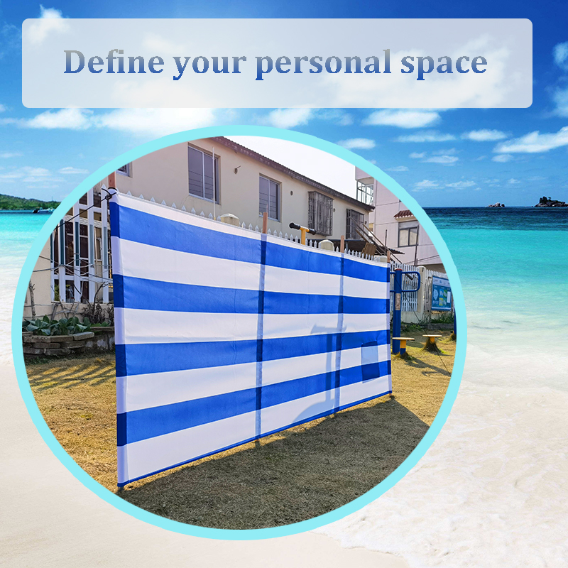 Blue Striped Beach Windbreak Wholesale Privacy Wind Screen Beach Windshield
