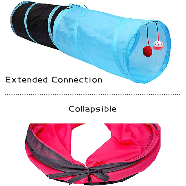 Top selling Use For Cats Kittens Rabbits Puppies Crinkle CollapsibleBlue Short Pet Tunnel for Indoor Outdoor