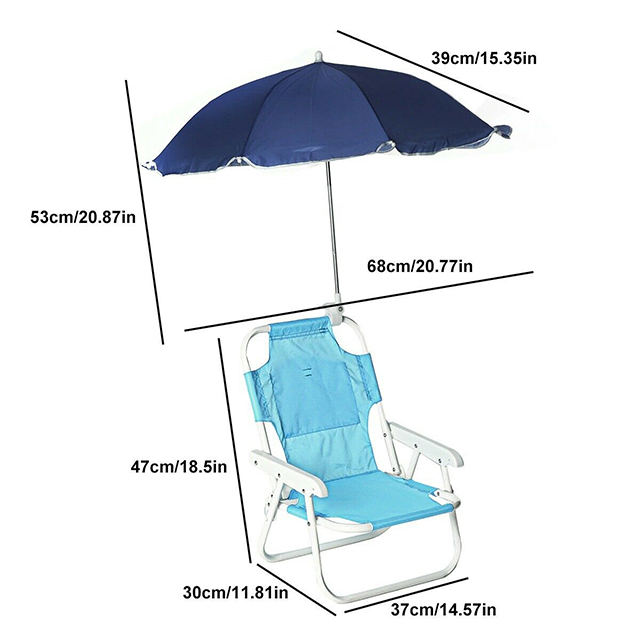 Kids beach chair with umbrella folding child summer sun shade camping