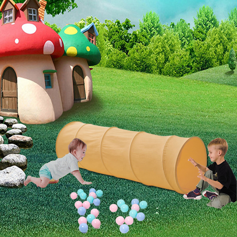 Yellow Cotton Kids Foldable Portable Crawling Tunnel play tent Toddler playpen for interactivity game great gift for baby girls boys