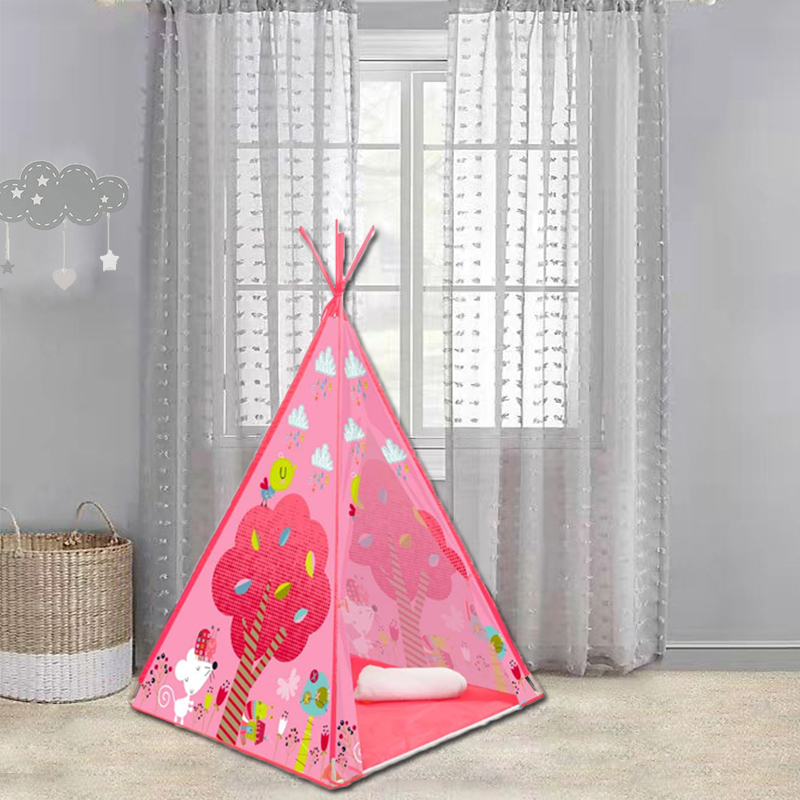 Flourish easy folding new design PVC poles polyester material Indian kids teepee tent with protable carry bag use for indoor outdoor