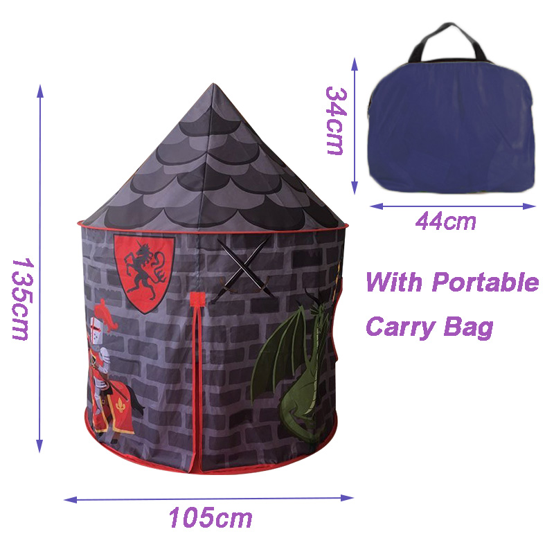 Gray Nice Design Kids Castle Tent With Portable Carry Bag Use Home Yard Easy Assemble