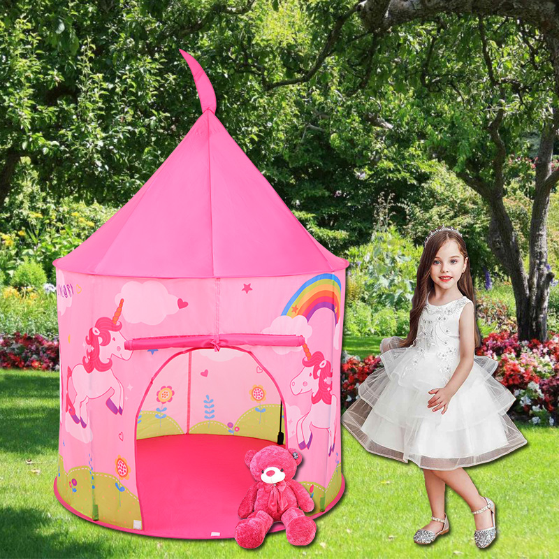 Unicorn Kids Castle Tent With Portable Carry Bag Use Home Yard Easy Assemble