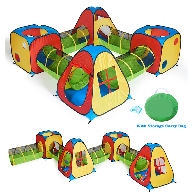Kids 8 in 1 Play Tent Include Ball Pit Crawl Tunnel Use For Outdoor Indoor