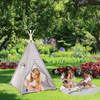 Grey color with white dot pattern Three-Season Cotton Canvas Pyramid Tent Kids Teepee for Girls Boys Toddlers