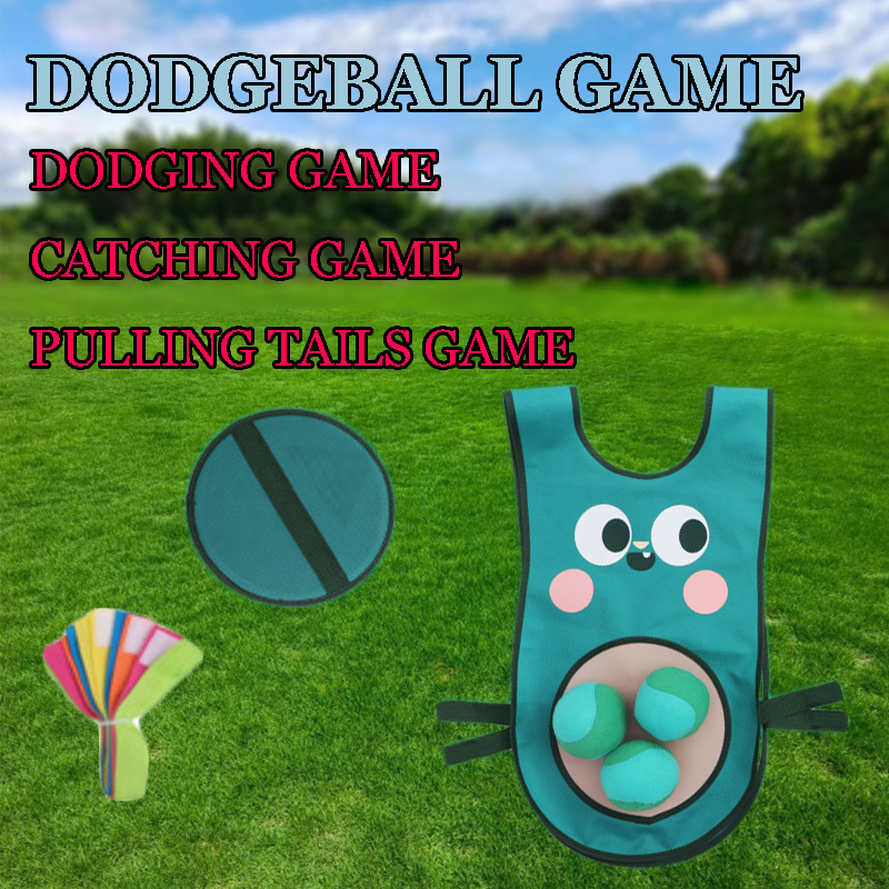 OEM Design Vest Dodgeball Game for Kids Throw Target Toss and Catch Ball Pulling Tails Sticky Vests Sponge Balls Sticky Ribbons Catch Pads